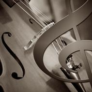 music, treble in front of violin, digital art