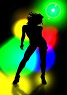 silhouette girl colors disco light