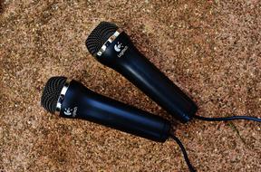 two black microphones