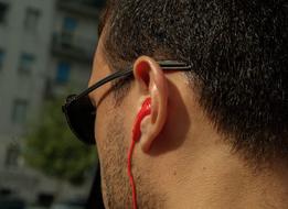 Headphones Ear red