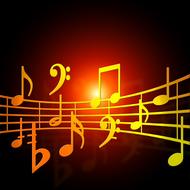 music, drawing with golden notes