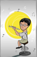 cartoon boy playing flute