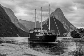boat in Milford Sound, New Zealand
