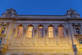 Facade of music academy at evening, france, marseille