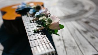 Flowers on neck of guitar