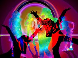 colorful silhouettes of dancing people