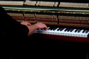 male hands on Piano Keys