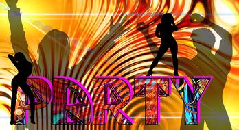 Party, bright and colorful background with human silhouettes