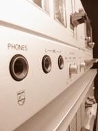 white equipment in a music studio close up