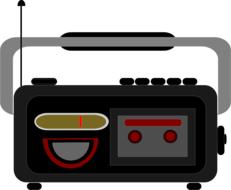 vintage radio receiver with tape recorder, drawing