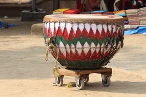 big colorful Traditional Indian drum outdoor
