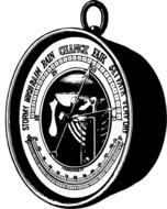Black and white drawing of the atmospheric barometer with the arrow, on clipart