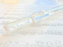 transparent Flute on Music sheet