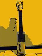 guitar instrument music yellow wall drawing