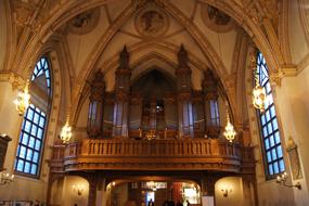 wooden Organ on Balcony in Church in Sweden