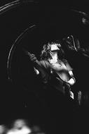 musician at a live music concert in black and white background