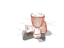 two bongo drums, drawing