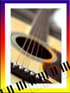 piano keys and acoustic guitar, digital art