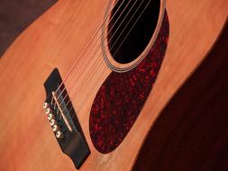 body of six string Acoustic Guitar, detail