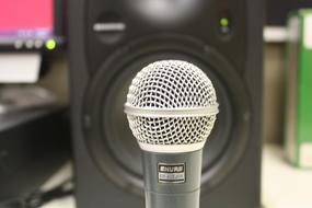microphone and black speaker