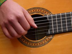 hand on guitar