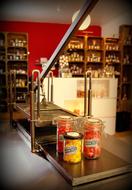 Candy in jars on stand in Confectionery
