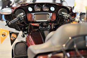 Harley Davidson motorbike in auto show