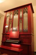 Pipe Organ Instrument red Wood