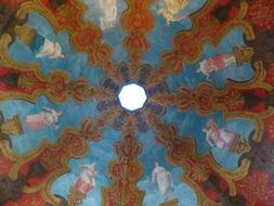 Oktogon ceiling painting in Music Room of hellbrunn palace, austria, salzburg