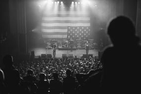 Black And White Concert People and american flag