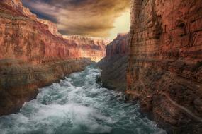 rough river in canyon
