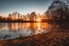 wonderful Pond red sunset