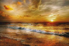 Landscape of incredible Strand Sunset in Denmark