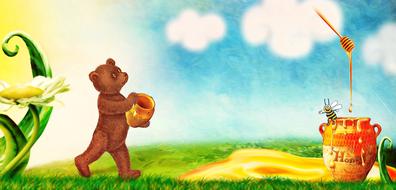 painted fairy bear walking for honey