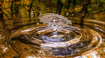 big drop in clear water in nature