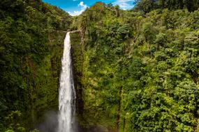Panorama High waterfall in Hawaii