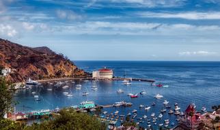 panoramic view of the coast of catalina island in california