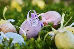 multi-colored spotted easter eggs