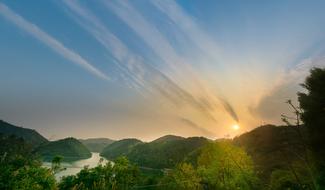 picturesque sunset in mountains