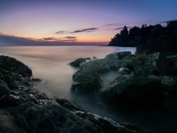 scenic wild Seacoast at dusk