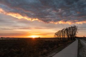 cycling path at sunset