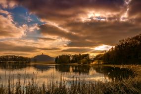 sunset over calm Lake