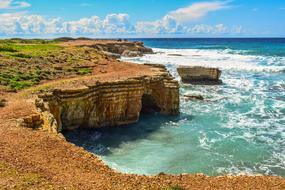 Panorama of sea caves in Pegeia, Cyprus