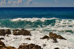 splashing waves in Cyprus on a sunny day