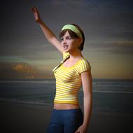 graphic woman on the beach