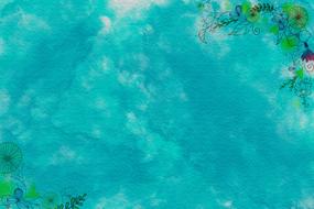 floral decoration on blue paper