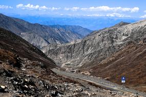 landscape of Road and Sky Mountains