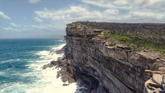panoramic view of the steep cliffs on the coast on a sunny day