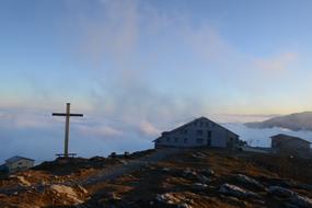 Alpine house on the mountain top