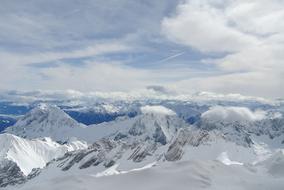 Landscape of excellent snowy Mountains in Winter